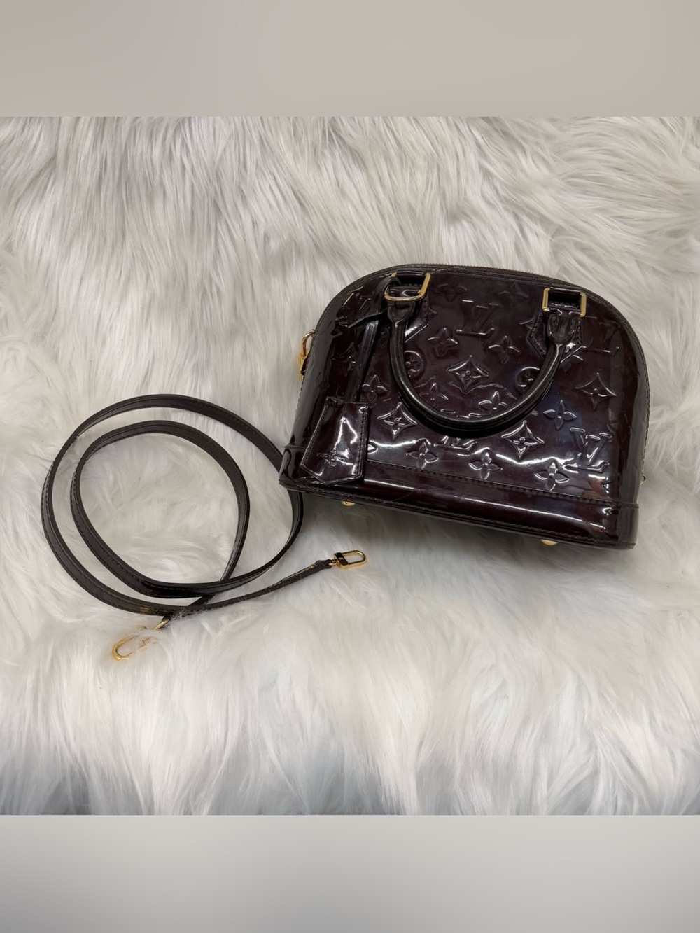 Louis Vuitton Vernis Alma BB Satchel in Deep Bordeaux